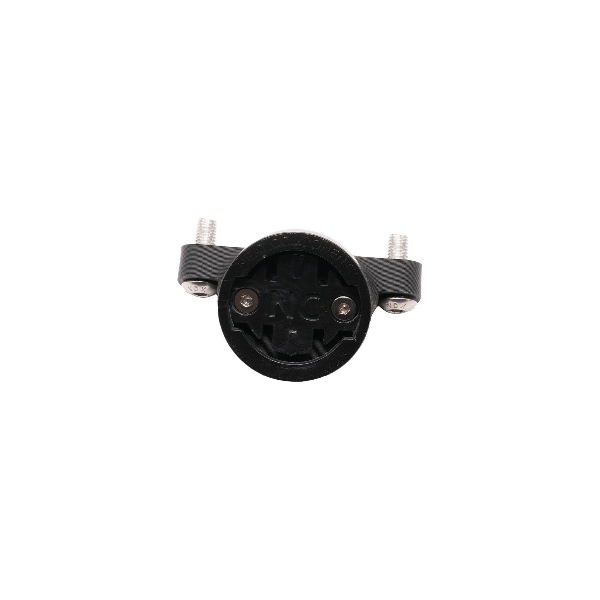 Black saddle mount for Bontrager and Blendr saddles with Garmin quarter-turn fitting and mounting bolts